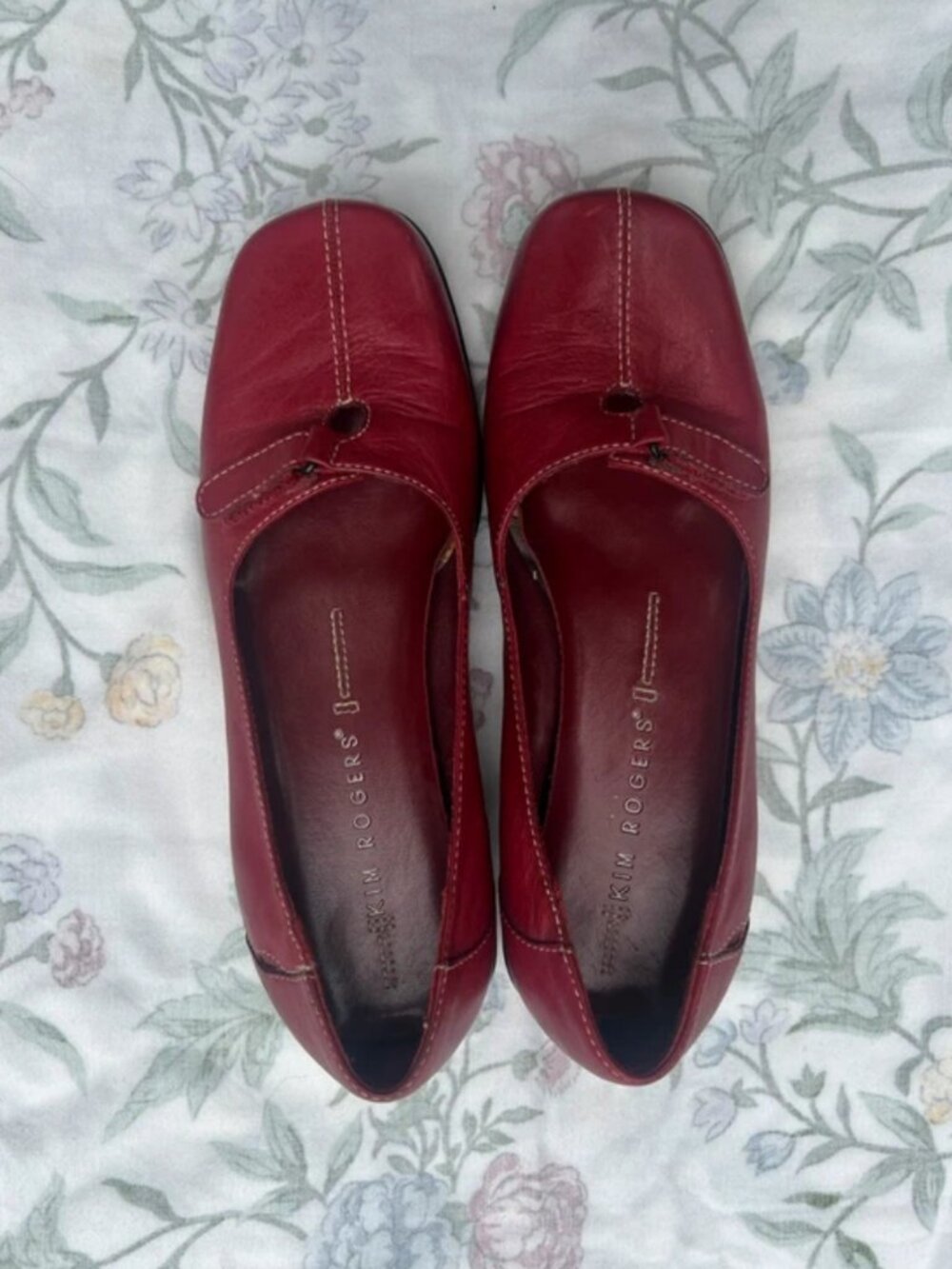 Red leather loafers
